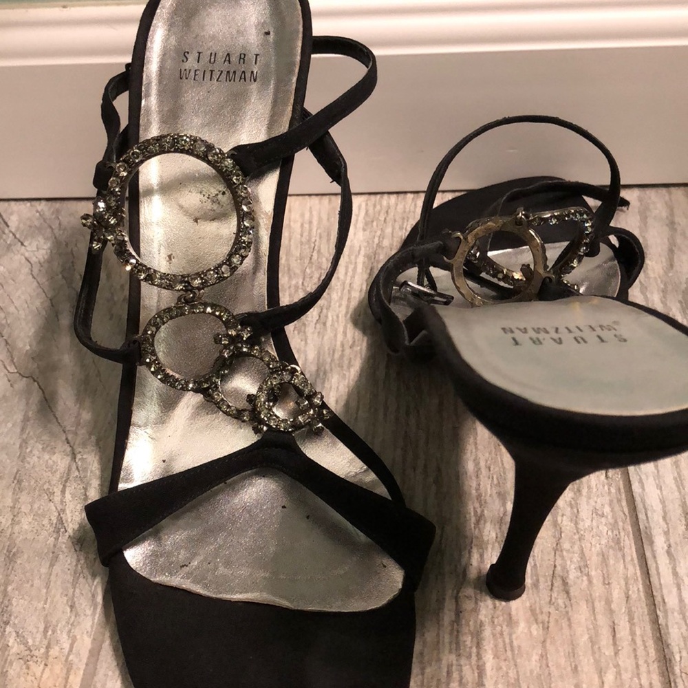 Stuart Weitzman strappy crystal 5” heels